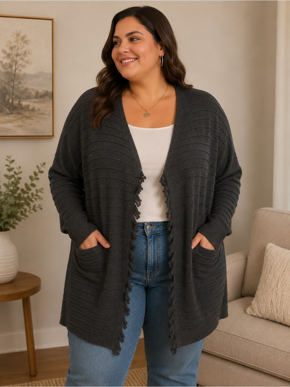 Talbots Pure Merino Wool Cardigan Sweater – Charcoal Gray – XL